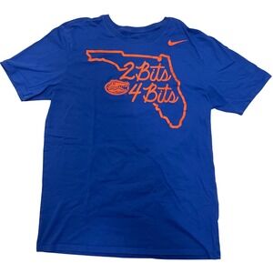 Nike Florida Gators 2 Bits 4 Bits T Shirt Mens‎ Large Blue Orange *Stain on Back